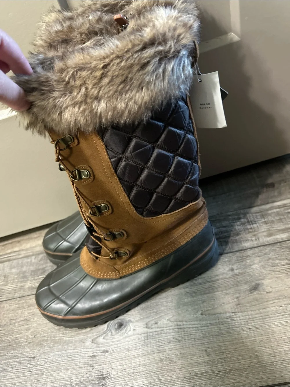 Lands End Squall Winter Boots Faux-Fur Trim Waterproof quilted toggle